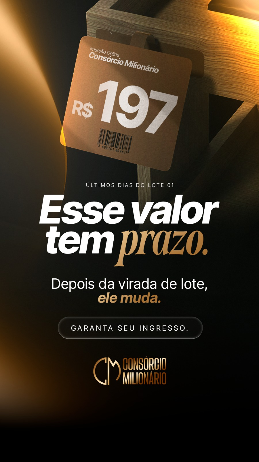 Criativo de an\u00fancio Cons\u00f3rcio Milion\u00e1rio